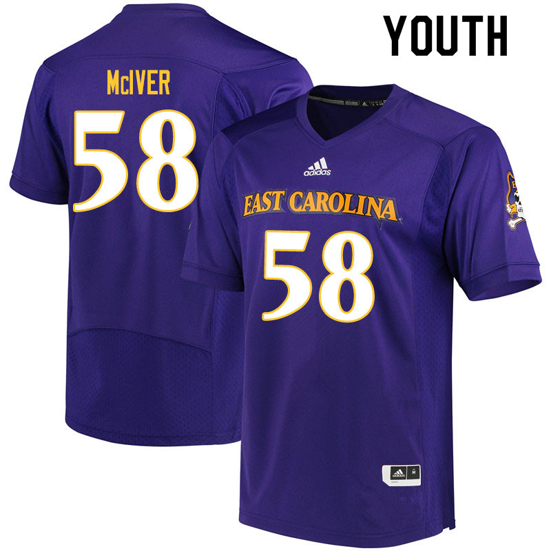 Youth #58 Xavier McIver ECU Pirates College Football Jerseys Sale-Purple